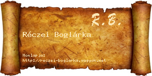 Réczei Boglárka névjegykártya